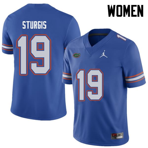 Women's NCAA Florida Gators Caleb Sturgis #19 Stitched Authentic Jordan Brand Royal College Football Jersey HJD7065CO